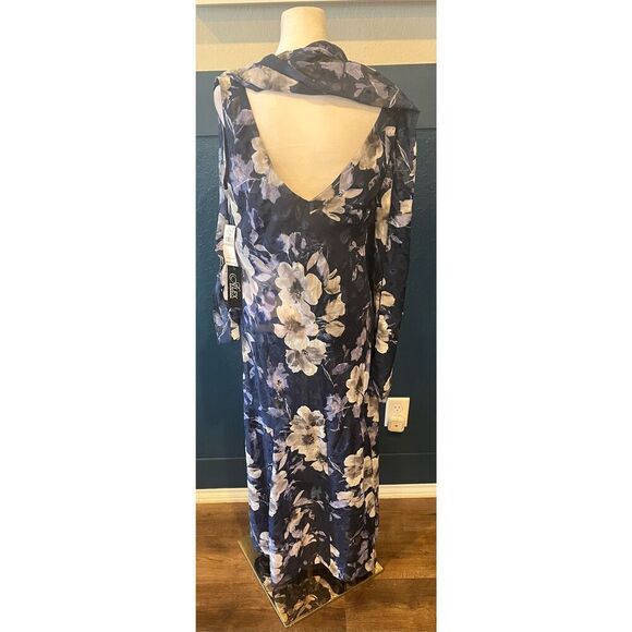 Alex Evenings Women's Sleeveless Printed Chiffon Dress with Shawl - Picture 6 of 8